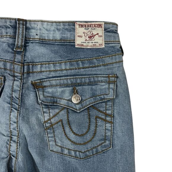 True Religion Geno Super T Zipper Fly Womens Jeans Distressed Flap 14 NEW - Picture 4 of 6